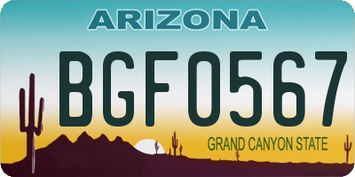 AZ license plate BGF0567