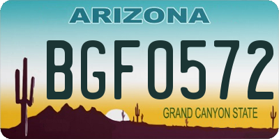 AZ license plate BGF0572