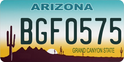 AZ license plate BGF0575