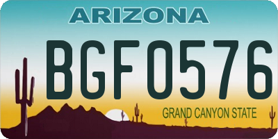 AZ license plate BGF0576