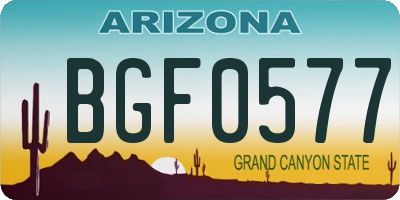AZ license plate BGF0577