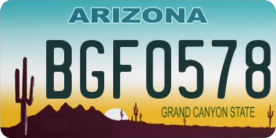 AZ license plate BGF0578