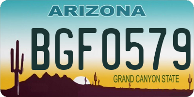 AZ license plate BGF0579