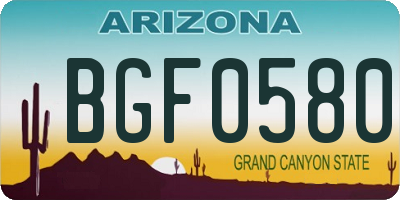 AZ license plate BGF0580