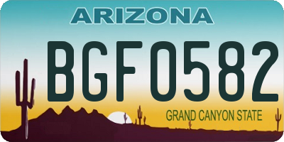 AZ license plate BGF0582