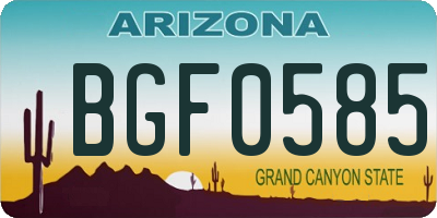 AZ license plate BGF0585