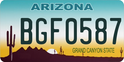 AZ license plate BGF0587