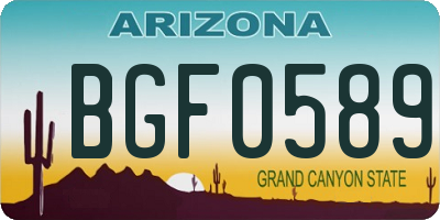 AZ license plate BGF0589