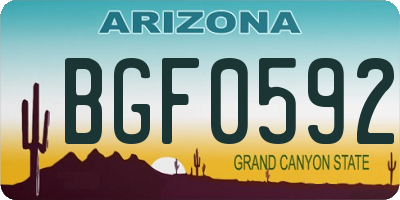 AZ license plate BGF0592