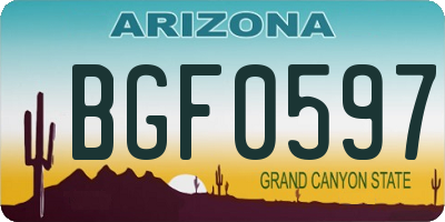 AZ license plate BGF0597