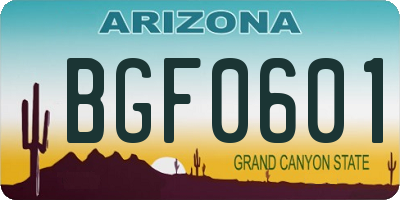 AZ license plate BGF0601