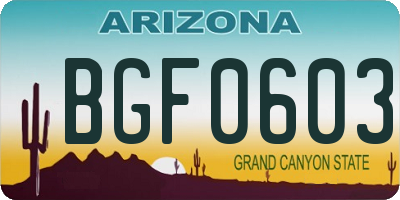 AZ license plate BGF0603