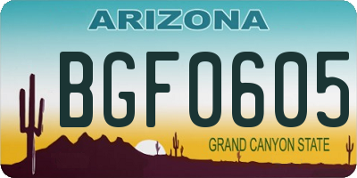 AZ license plate BGF0605