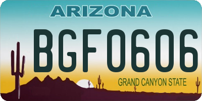 AZ license plate BGF0606