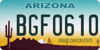 AZ license plate BGF0610