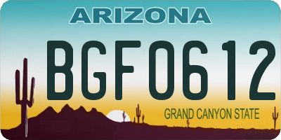 AZ license plate BGF0612