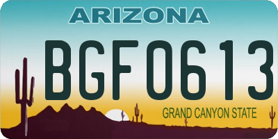 AZ license plate BGF0613