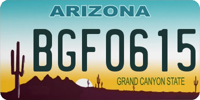 AZ license plate BGF0615