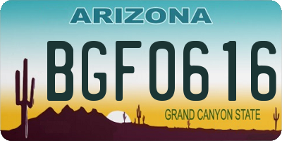 AZ license plate BGF0616
