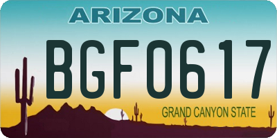 AZ license plate BGF0617