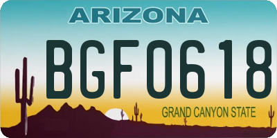 AZ license plate BGF0618