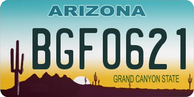 AZ license plate BGF0621