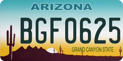 AZ license plate BGF0625