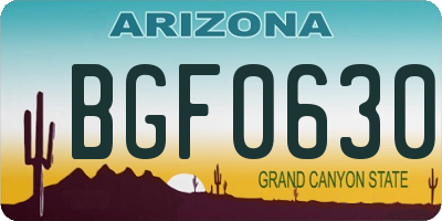 AZ license plate BGF0630