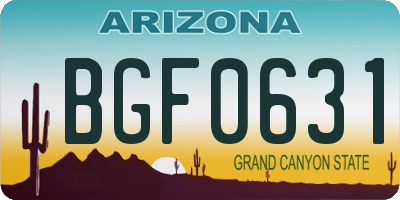 AZ license plate BGF0631