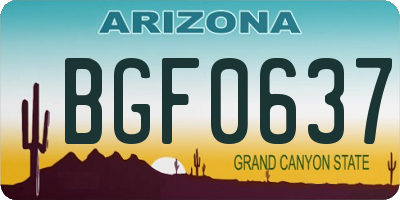 AZ license plate BGF0637