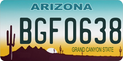 AZ license plate BGF0638