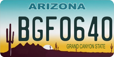 AZ license plate BGF0640