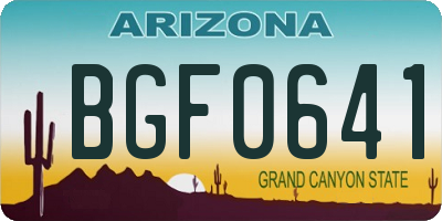 AZ license plate BGF0641