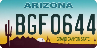 AZ license plate BGF0644