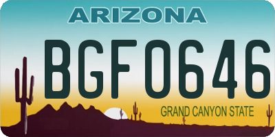 AZ license plate BGF0646