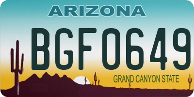 AZ license plate BGF0649