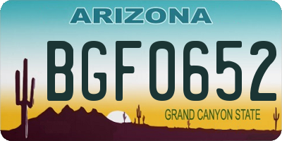 AZ license plate BGF0652
