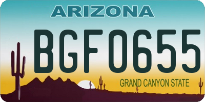 AZ license plate BGF0655