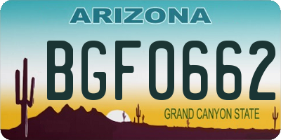AZ license plate BGF0662