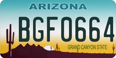 AZ license plate BGF0664