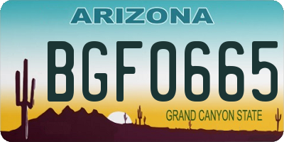 AZ license plate BGF0665