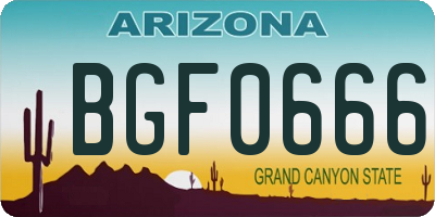 AZ license plate BGF0666