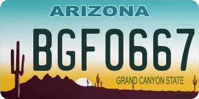 AZ license plate BGF0667