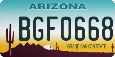 AZ license plate BGF0668