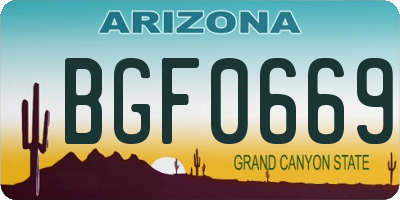 AZ license plate BGF0669