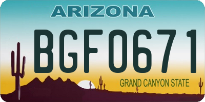 AZ license plate BGF0671