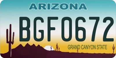 AZ license plate BGF0672