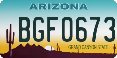 AZ license plate BGF0673