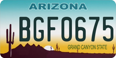 AZ license plate BGF0675