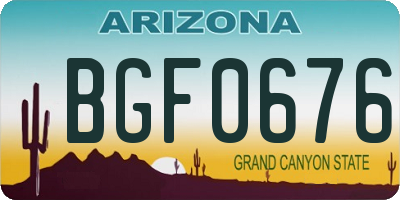AZ license plate BGF0676
